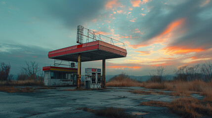 廃墟のガソリンスタンド
