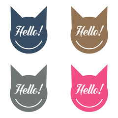  Hello. Banner, speech bubble, poster and sticker concept with text. Greet and hello symbol. Vector Illustration, Speech Bubble. eps 10