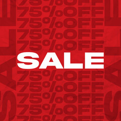 Red sale banner with discount numbers