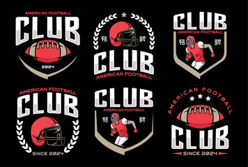 American football logo badges vector bundle. Football logos collection. American football league vintage labels, emblems and design elements