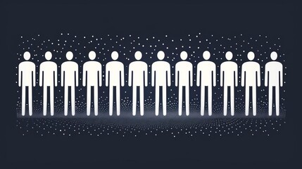 Illustration of diverse employees as white stick figures on a dark background, representing inclusivity in the workplace