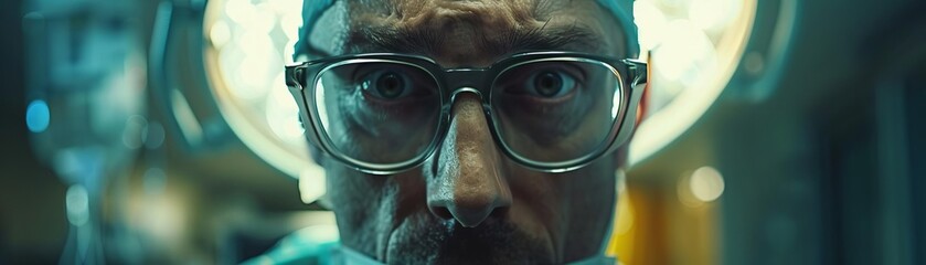 Intense moment in a medical drama where a surgeon sacrifices his personal time, operating under bright lights to save a patients life