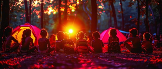 Joyful scenes of summer camp activities for National Camping Month