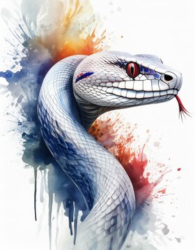Silhouette de serpent sur fond blanc avec espace de copie - vue rapprochée de la tête_