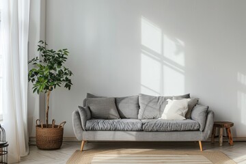Mock-up poster frame in living room background, Scandi-Boho style, 3d render. Beautiful simple AI generated image in 4K, unique.. Beautiful simple AI generated image in 4K, unique.