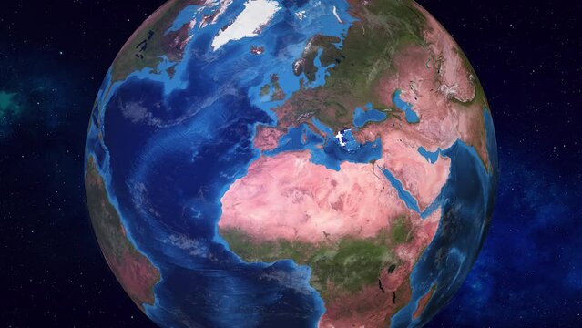  Greece: Journey to Greece's ancient ruins with a breathtaking Earth zoom animation featuring its flag