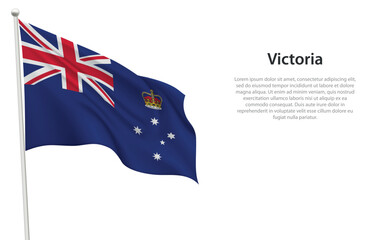 Isolated waving flag of Victoria is a state Australia