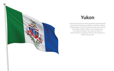 Isolated waving flag of Yukon is a province Canada