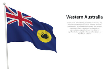 Isolated waving flag of Western Australia is a state Australia