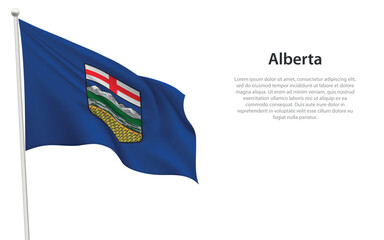Isolated waving flag of Alberta is a province Canada