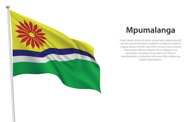 Isolated waving flag of Mpumalanga is a province South Africa