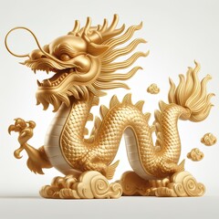 Obraz premium a 3d gold dragon with happy face, white background