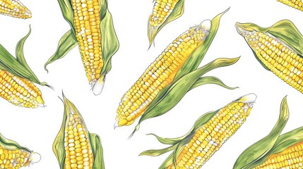 Fresh corn cobs image on white background