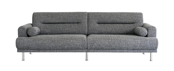 Gray soft sofa. Modern design sofa isolated on white background, clipping path