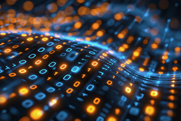 Obraz premium digital data stream background with binary code the flow information of cyber security technology