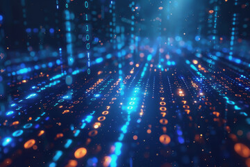 Obraz premium digital data stream background with binary code the flow information of cyber security technology