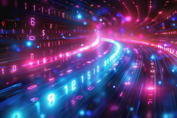 Obraz premium digital data stream background with binary code the flow information of cyber security technology