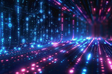 Obraz premium digital data stream background with binary code the flow information of cyber security technology
