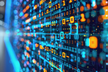 digital data stream background with binary code the flow information of cyber security technology