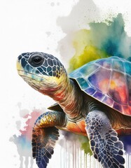 Obraz premium Silhouette de tortue sur fond blanc avec espace de copie - vue rapprochée de la tête