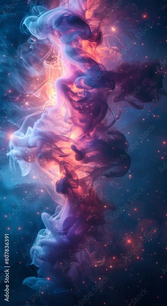 Canvas Prints abstract background with colorful smoke and stars
