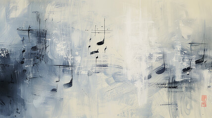 Musical notes on light abstract watercolor grunge background
