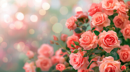 A bouquet of pink roses with a blurry background