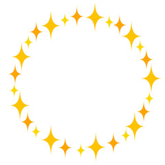 キラキラ　円形フレーム　素材　丸　飾り　枠　飾り罫　見出し　囲み　タイトル　抽象的　シンプル　おしゃれ　ポップ　リース　白背景　透過