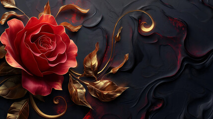 Naklejka premium A gold and red rose is the main focus of this image