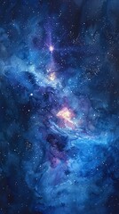 Fototapeta premium a stunning watercolor of space, showcasing stars and the Leo constellation, rendered on textured watercolor paper for a beautiful effect