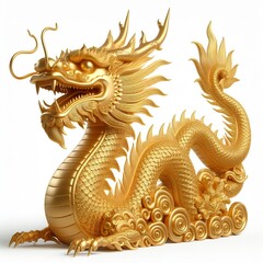 Obraz premium a 3d gold dragon with happy face, white background