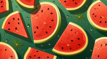 pattern of watermelon slices with soft colors