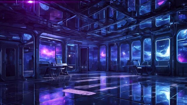 Cyberspace aesthetics at night AI futuristic city Loop