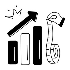 Premium doodle icon depicting success metrics 