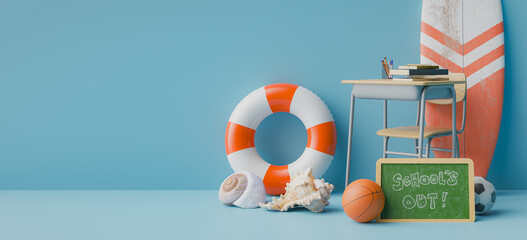 Copy space background announcing school summer vacation. 3d rendering © AddMeshCube