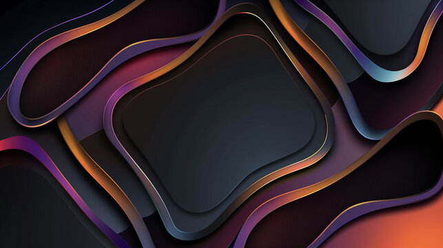 A black and purple background with a gold and orange border