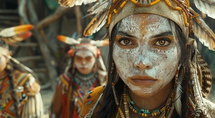 portrait of woman with indian tribal makeup