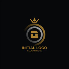 initial logo with crown icon, initial logo king