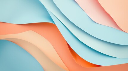 Obraz premium Abstract background with smooth waves of paper of pastel palette and soft colors