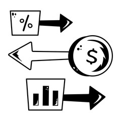 Trendy doodle icon of market rate 