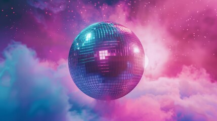 Vibrant Neon Disco Ball, Pink and Purple Party Lights