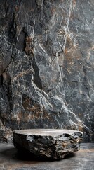 Rock platform podium for product presentation, highlighting a natural, sturdy background ideal for showcasing items