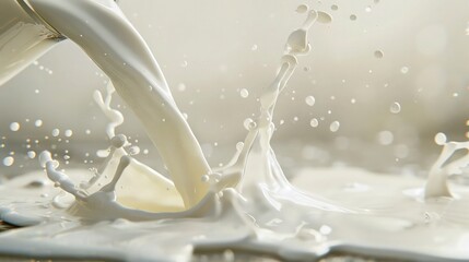 pouring milk into glass.