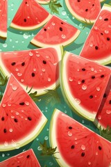 pattern of watermelon slices with soft colors