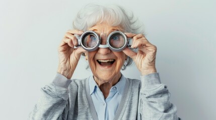 Elderly Woman with Binoculars