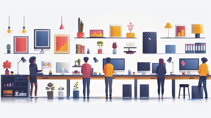 Productive Workflow Organization - Concept illustrations. Collection of scenes with people organizing and improving their workflow and workplace. Vector illustration