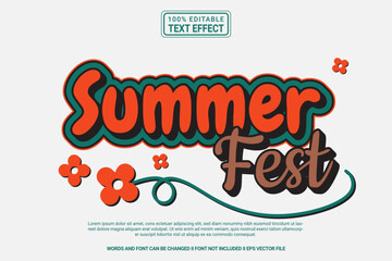 Editable text effect Summer fest 3d cartoon template style modern premium vector