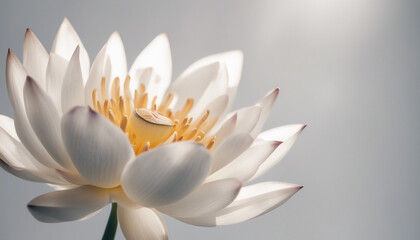 Lotus flower, isolated white background, copy space for text
