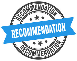 recommendation stamp. recommendation label on transparent background. round sign
