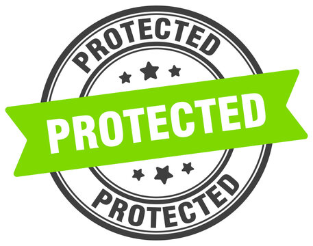 protected stamp. protected label on transparent background. round sign